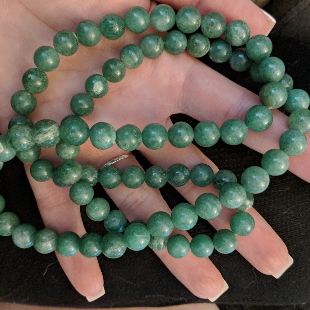28" Genuine Green Aventurine Bead Necklace